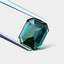 Load image into Gallery viewer, Flawless 4.03 CT Excellent Emerald Cut Natural Greenish Blue Tourmaline from Afghanistan.