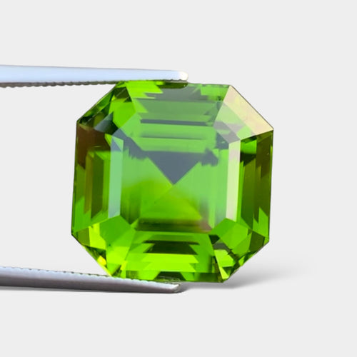 Flawless 19.40 CT Excellent Asscher Cut Natural Green Peridot Gemstone from Supat Mine Pakistan.