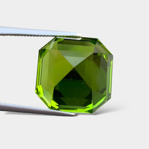 Flawless 19.40 CT Excellent Asscher Cut Natural Green Peridot Gemstone from Supat Mine Pakistan.