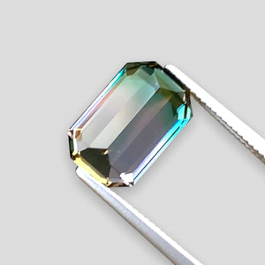 3.60 CT Excellent Emerald Cut Natural Bi Color Tourmaline Gemstone from Afghanistan.