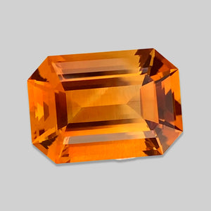 Flawless 14.34 CT Excellent Emerald Cut Full of Fire Mandarin Citrine.