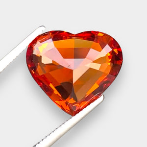 Flawless 7.38 CT Excellent Heart Shape Natural Mandarin Garnet from Nigeria.
