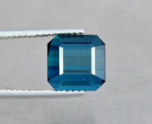 FL 6.30 Carats Top Quality Perfect Square Emerald Cut Blue Natural Tourmaline.