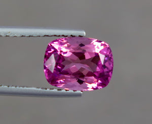 Flawless 2.26 Carats Natural Pink Cushion Shape Tourmaline Gemstone from Afghanistan.