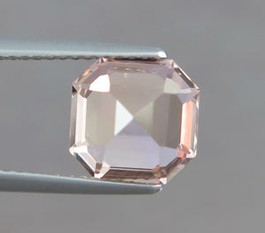 Flawless 3.55 CT Excellent Asscher Cut Natural Peachy Pink Natural Imperial Topaz from Katlang Mine Pakistan.