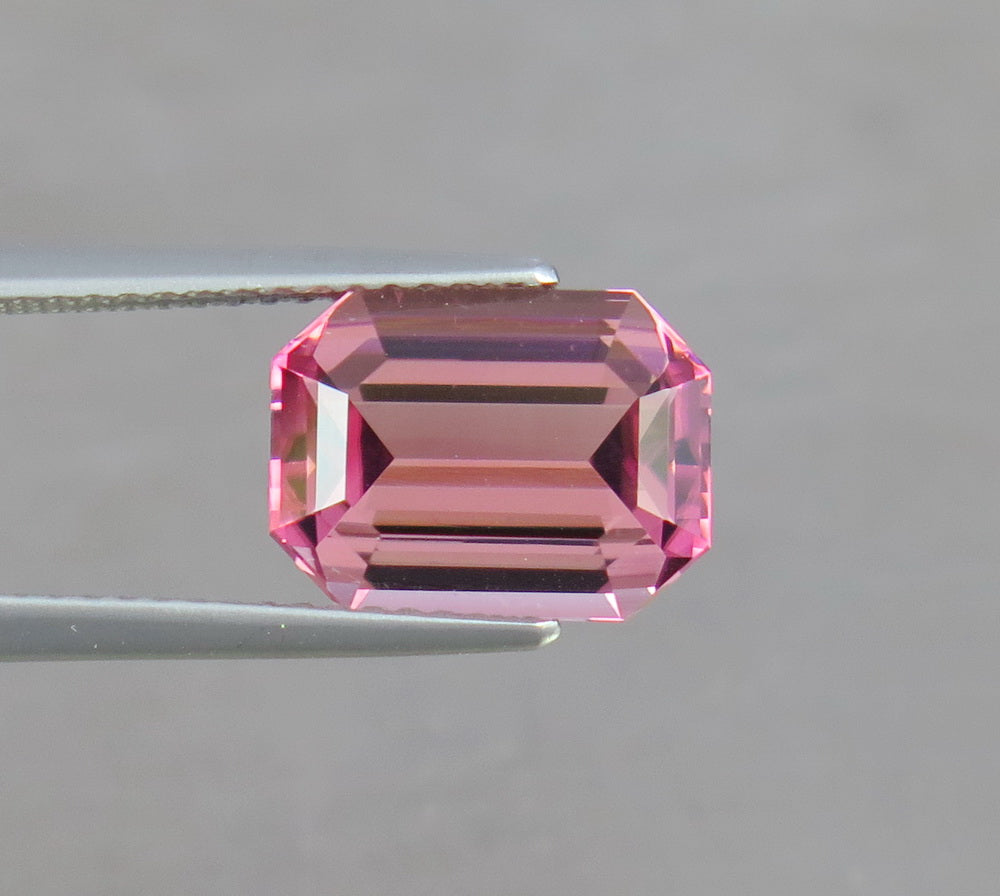 Flawless 3.55 CT Excellent Emerald Cut Natural Pink Tourmaline Gemstone from Afghanistan.