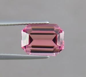 Flawless 3.55 CT Excellent Emerald Cut Natural Pink Tourmaline Gemstone from Afghanistan.