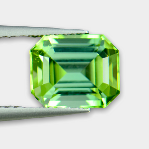Flawless 2.54 CT Excellent Emerald Cut Natural Green Tourmaline Gemstone From Afghanistan.