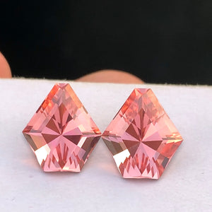 Flawless 9.92 TCW Excellent Cut Natural Peach 🍑 Pink Tourmaline Perfect Match Pair from Afghanistan.
