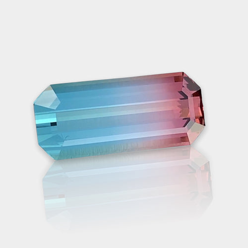 Certified! 13.57 CT Excellent Emerald Cut Natural Blue & Pink Bi Color Tourmaline Gemstone from Afghanistan.