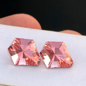Flawless 9.92 TCW Excellent Cut Natural Peach 🍑 Pink Tourmaline Perfect Match Pair from Afghanistan.